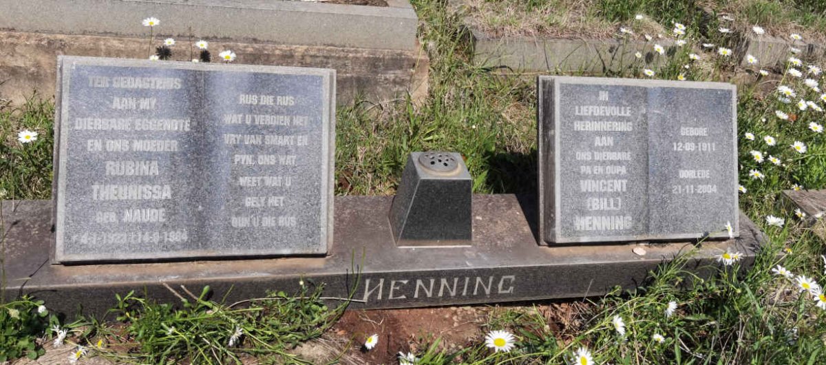 HENNING Vincent 1911-2004 &amp; Rubina Theunissa NAUDE 1923-1984