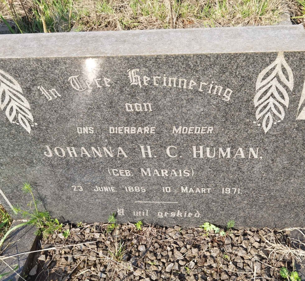 HUMAN Johanna H.C. nee MARAIS 1885-1971