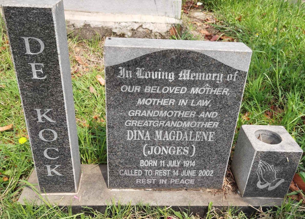 KOCK Dina Magdalene, de nee JONGES 1914-2002