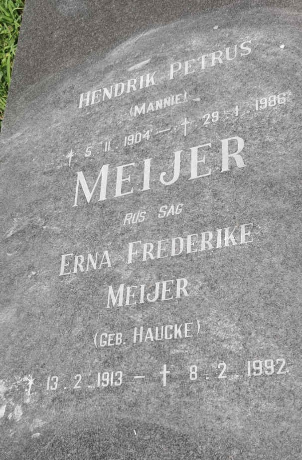 MEIJER Hendrik Petrus 1904-1986 &amp; Erna Frederike HAUCKE 1913-1992