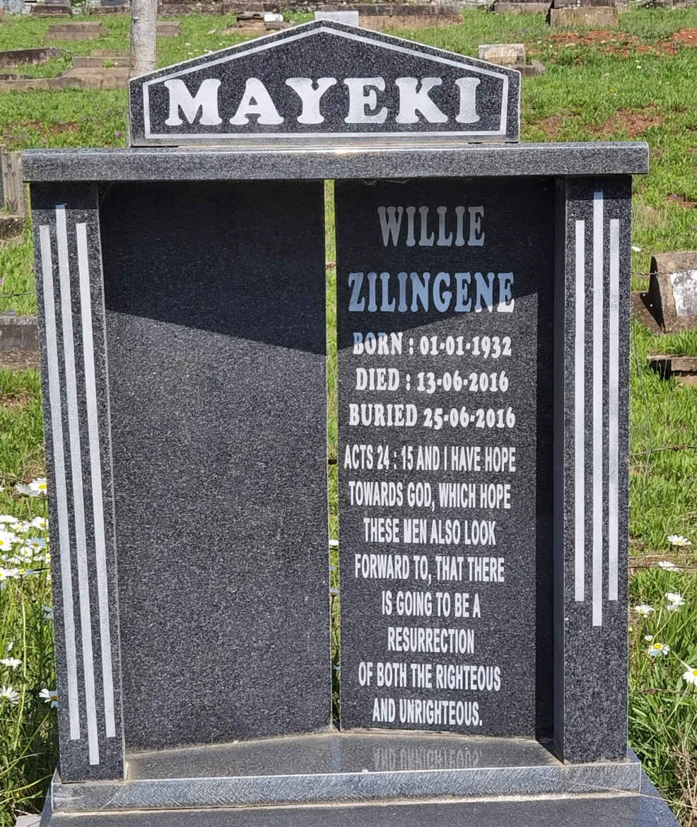 MAYEKI Willie Zilingene 1932-2016