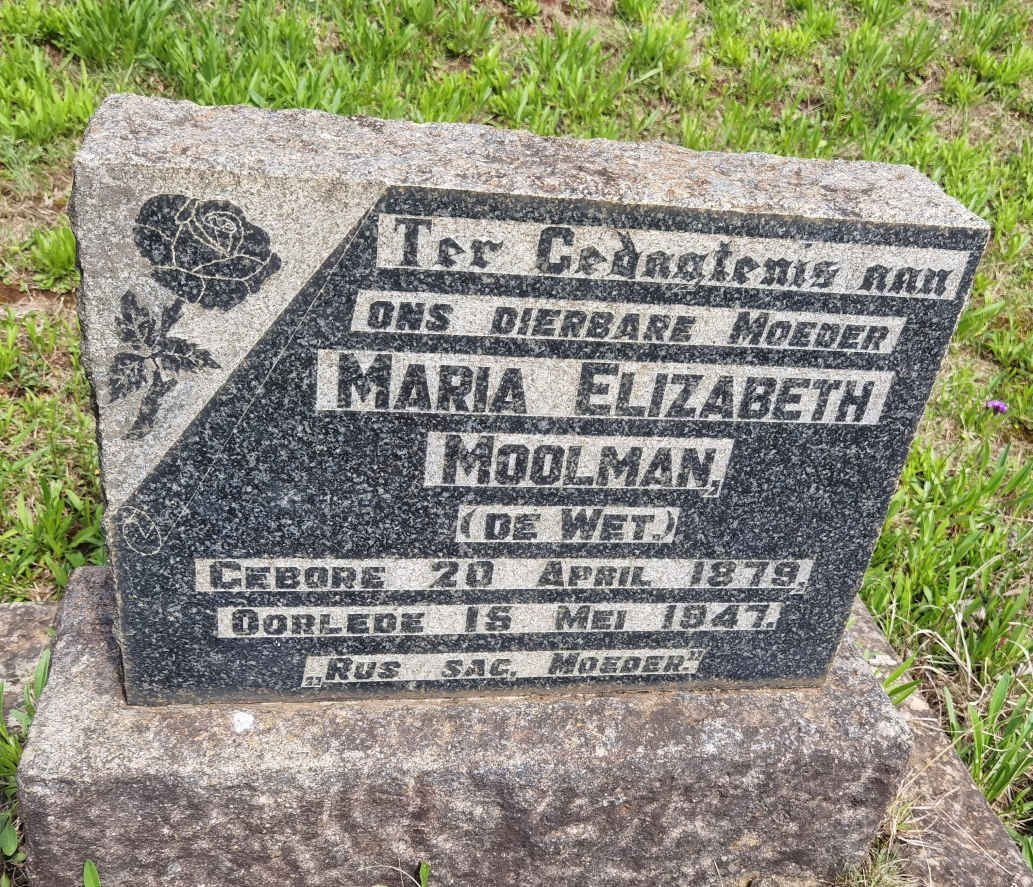 MOOLMAN Maria Elizabeth nee De WET 1879-1947