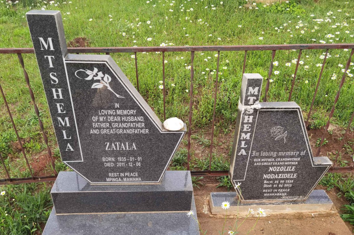 MTSHEMELA Zatala 1935-2011 :: MTSHEMELA Nozolile Nodazidele 1939-2013