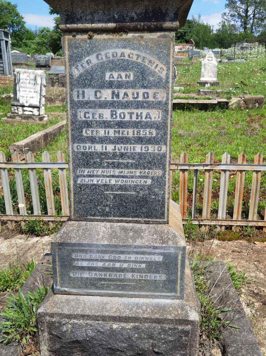 NAUDE H.C. nee BOTHA 1858-1930