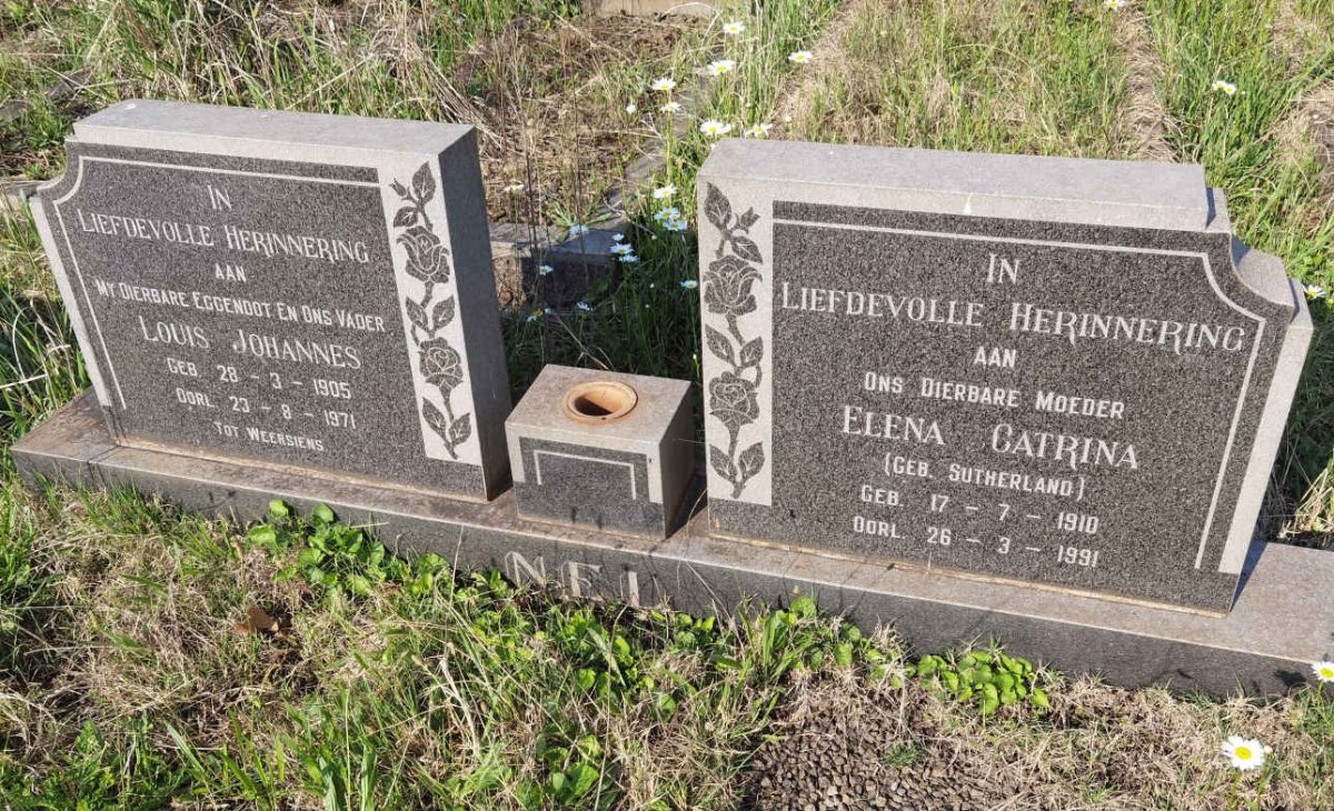 NEL Louis Johannes 1905-1971 &amp; Elena Catrina SUTHERLAND 1910-1991