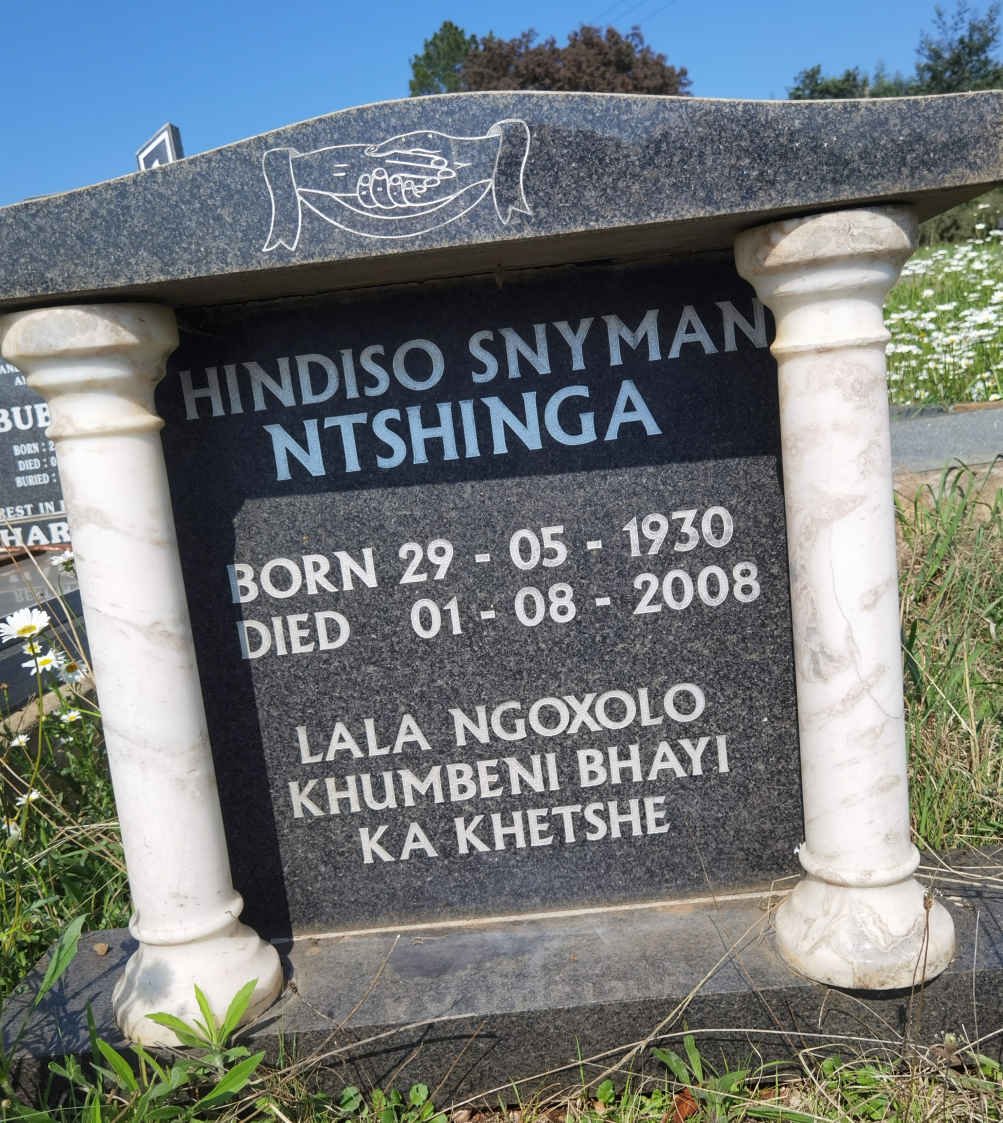 NTSHINGA Hindiso Snyman 1930-2008
