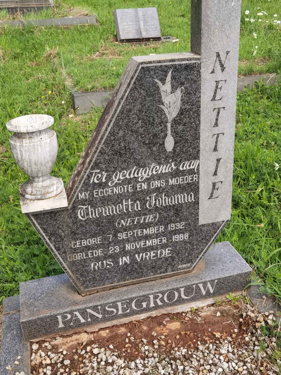 PANSEGROUW Theunetta Johanna 1932-1988