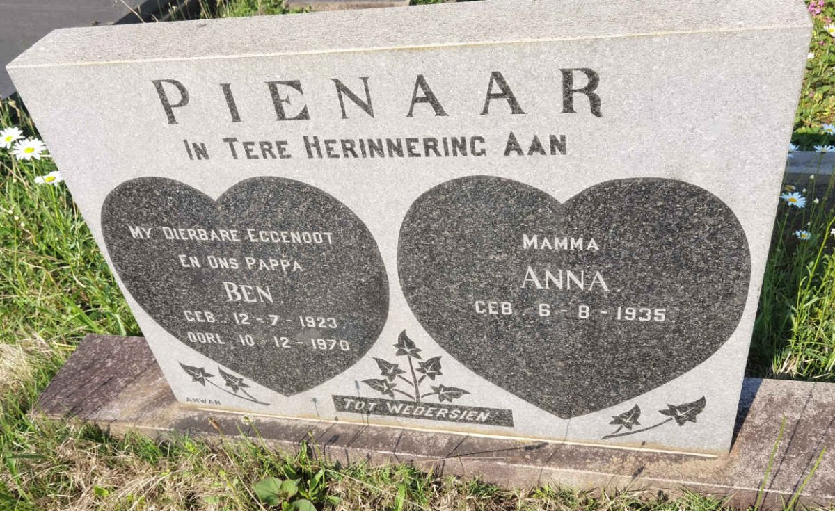PIENAAR Ben 1923-1970 &amp; Anna 1935-