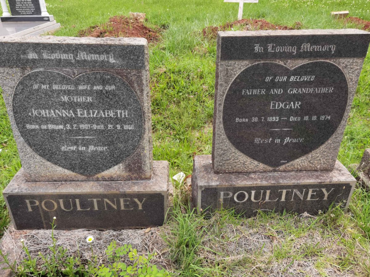 POULTNEY Edgar 1893-1974 &amp; Johanna Elizabeth DE BRUIN 1907-1958