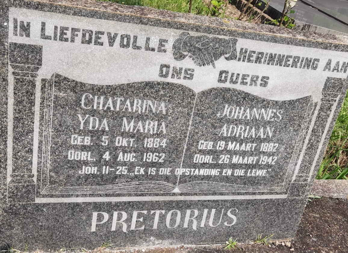 PRETORIUS Johannes Adriaan 1882-1942 &amp; Chatarina Yda Maria 1884-1962
