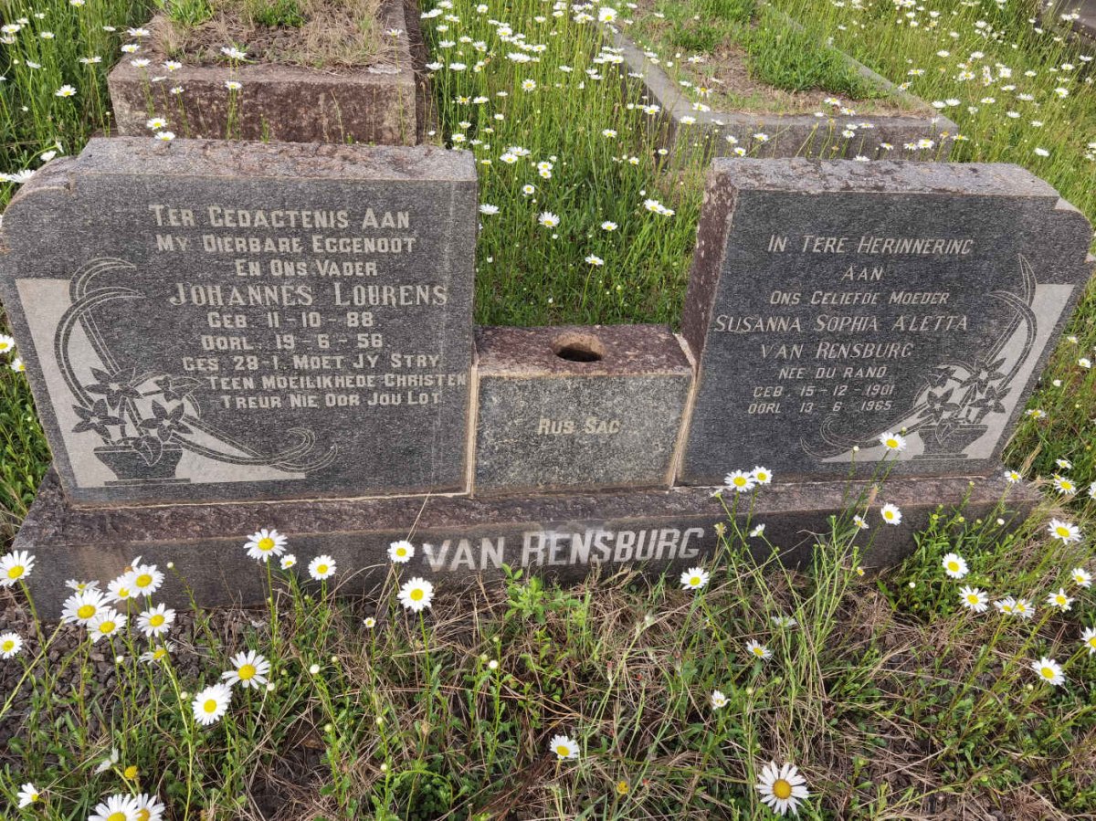 RENSBURG Johannes Lourens, van 1888-1956 &amp; Susanna Sophia Aletta DU RAND 1901-1965