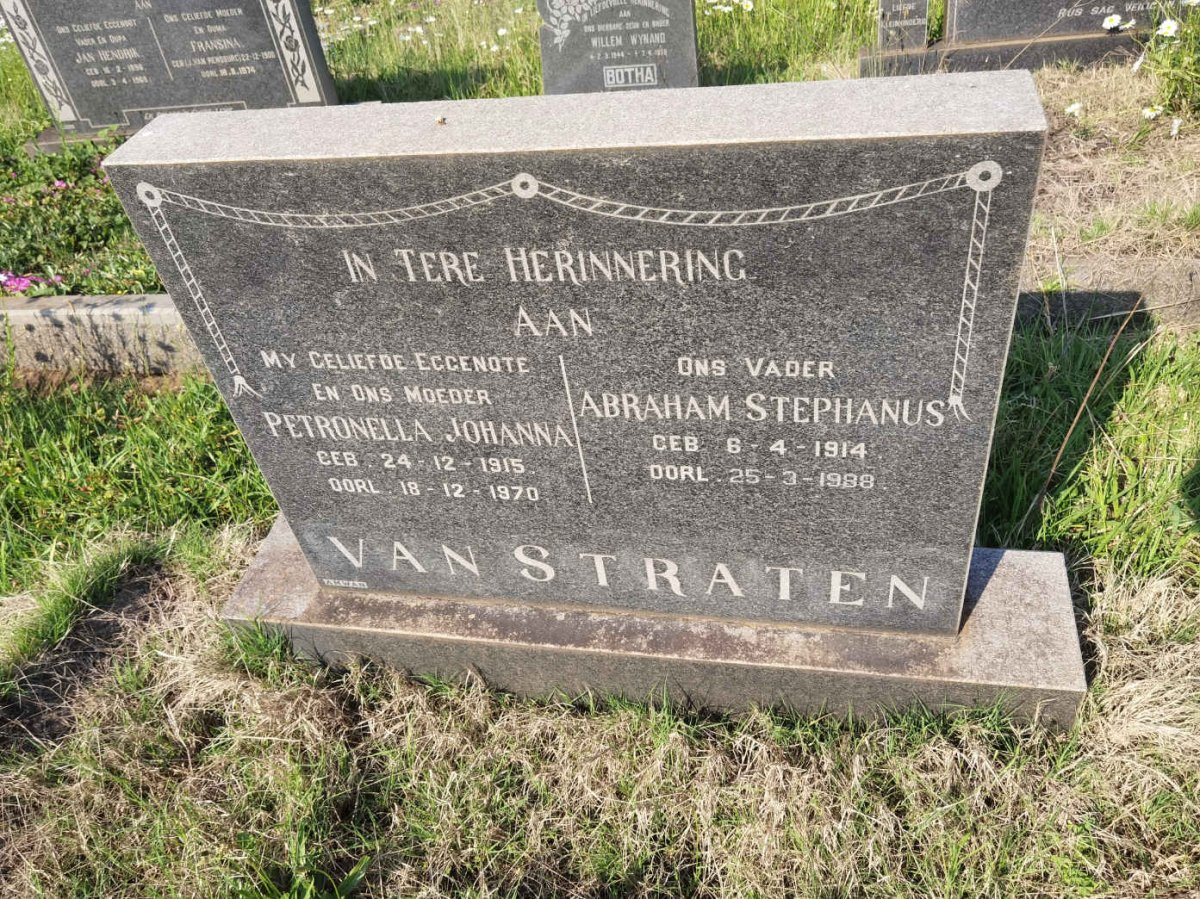 STRATEN Abraham Stephanus, van 1914-1988 &amp; Petronella Johanna 1915-1970