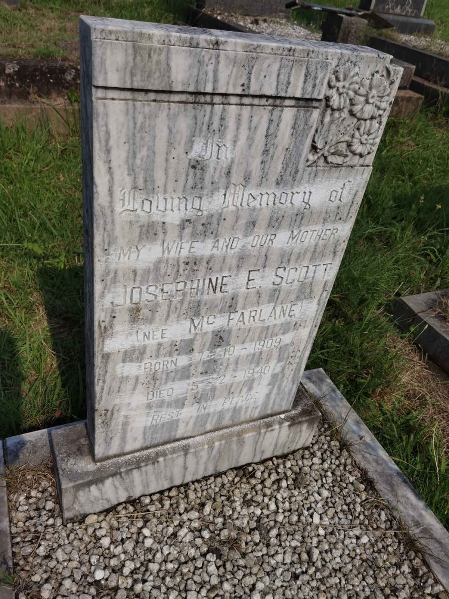 SCOTT Josephine E. nee Mc FARLANE 1909-1940