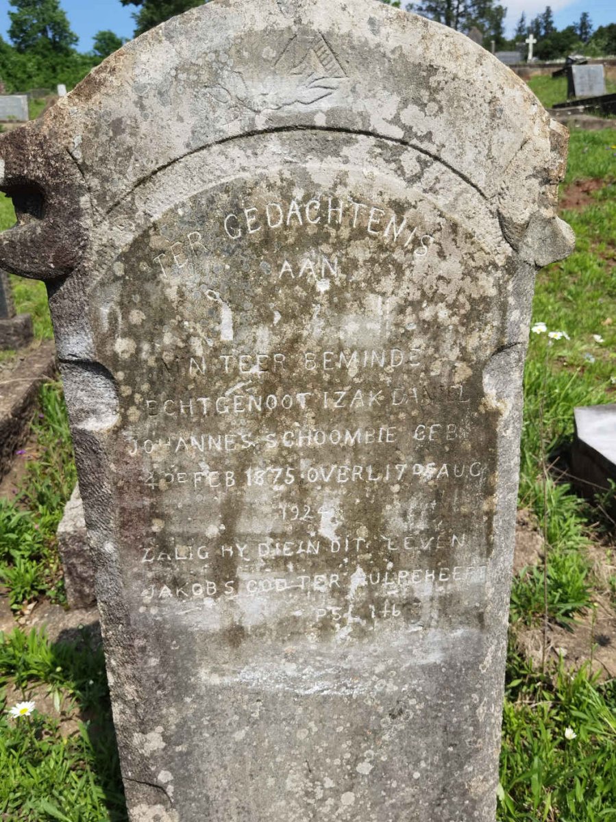 SCHOOMBIE Izak Daniel Johannes 1875-1924