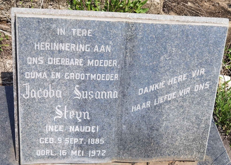 STEYN Jacoba Susanna nee NAUDE 1885-1972