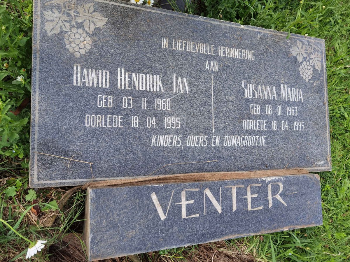 VENTER Dawid Hendrik Jan 1960-1995 &amp; Susanna Maria 1963-1995
