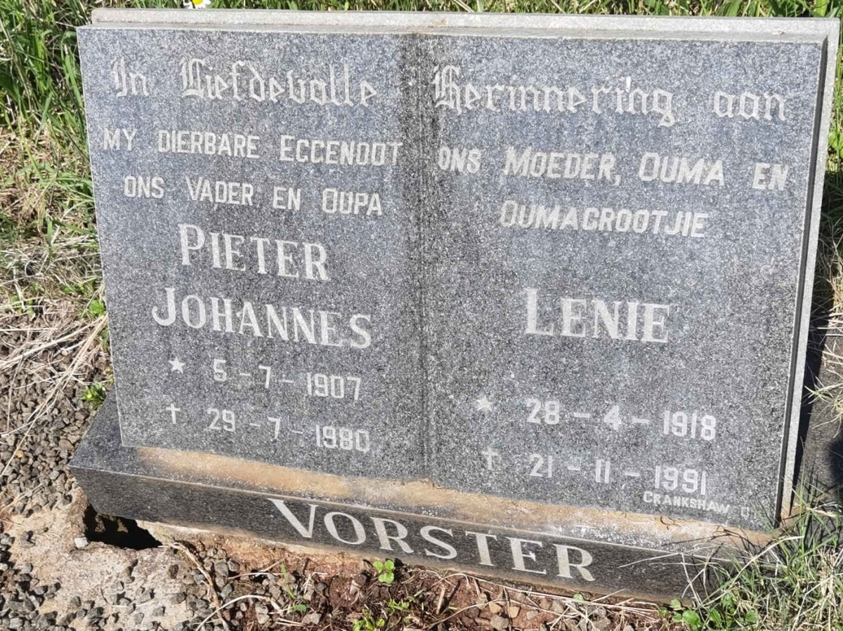 VORSTER Pieter Johannes 1907-1980 &amp; Lenie 1918-1991
