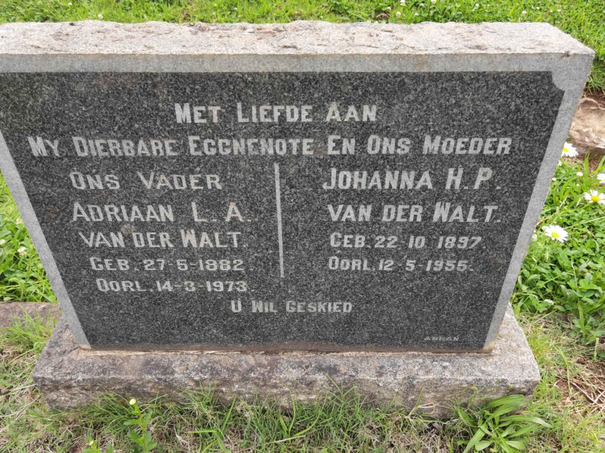 WALT Adriaan L.A., van der 1882-1973 &amp; Johanna H.P. 1897-1955