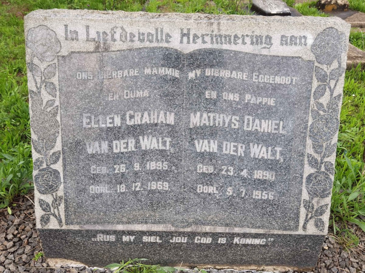 WALT Mathys Daniel, van der 1890-1956 &amp; Ellen Graham 1895-1969