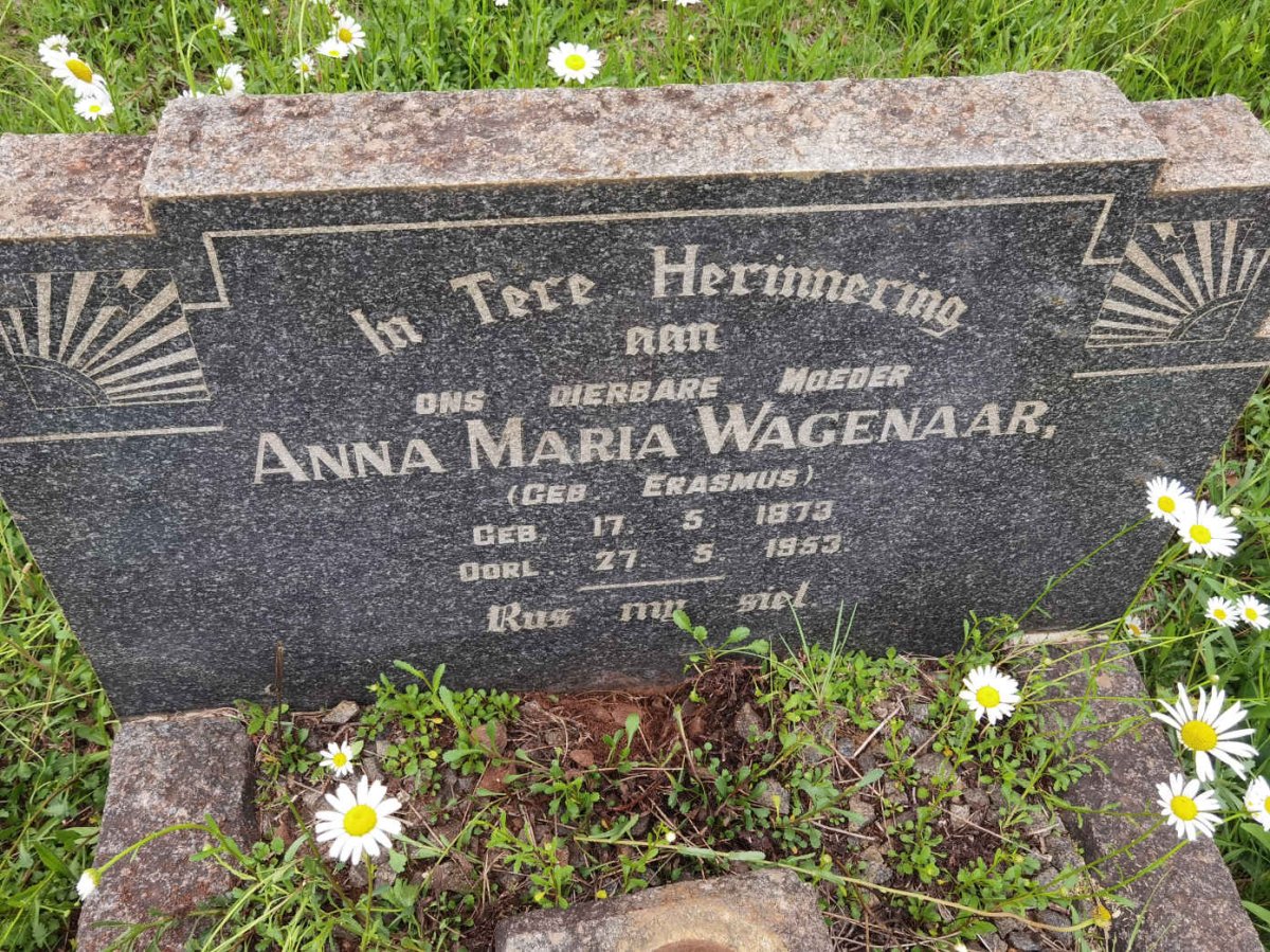 WAGENAAR Anna Maria nee ERASMUS 1873-1953