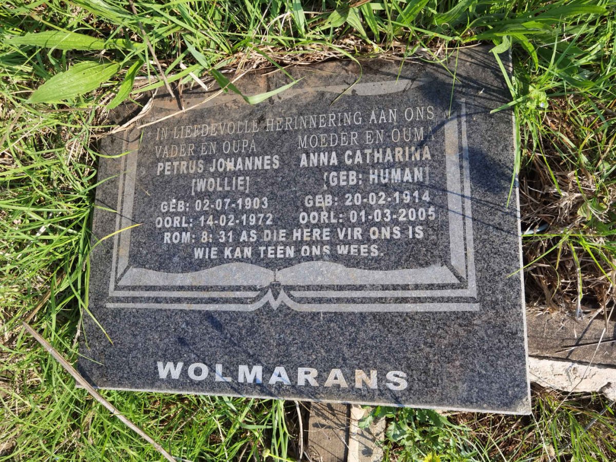 WOLMARANS Petrus Johannes 1903-1972 &amp; Anna Catharina HUMAN 1914-2005