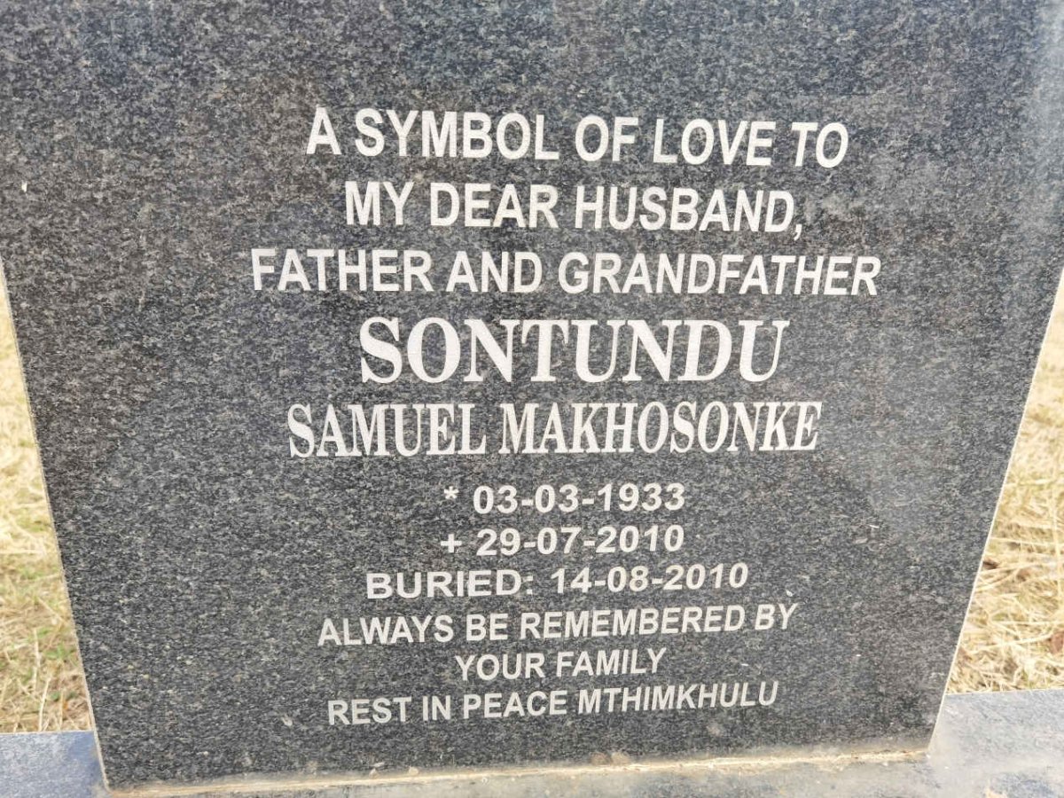 SONTHUNDU Samuel Makhosonke 1933-2010