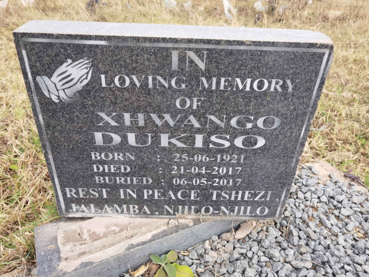 DUKISO Xhwango 1921-2017