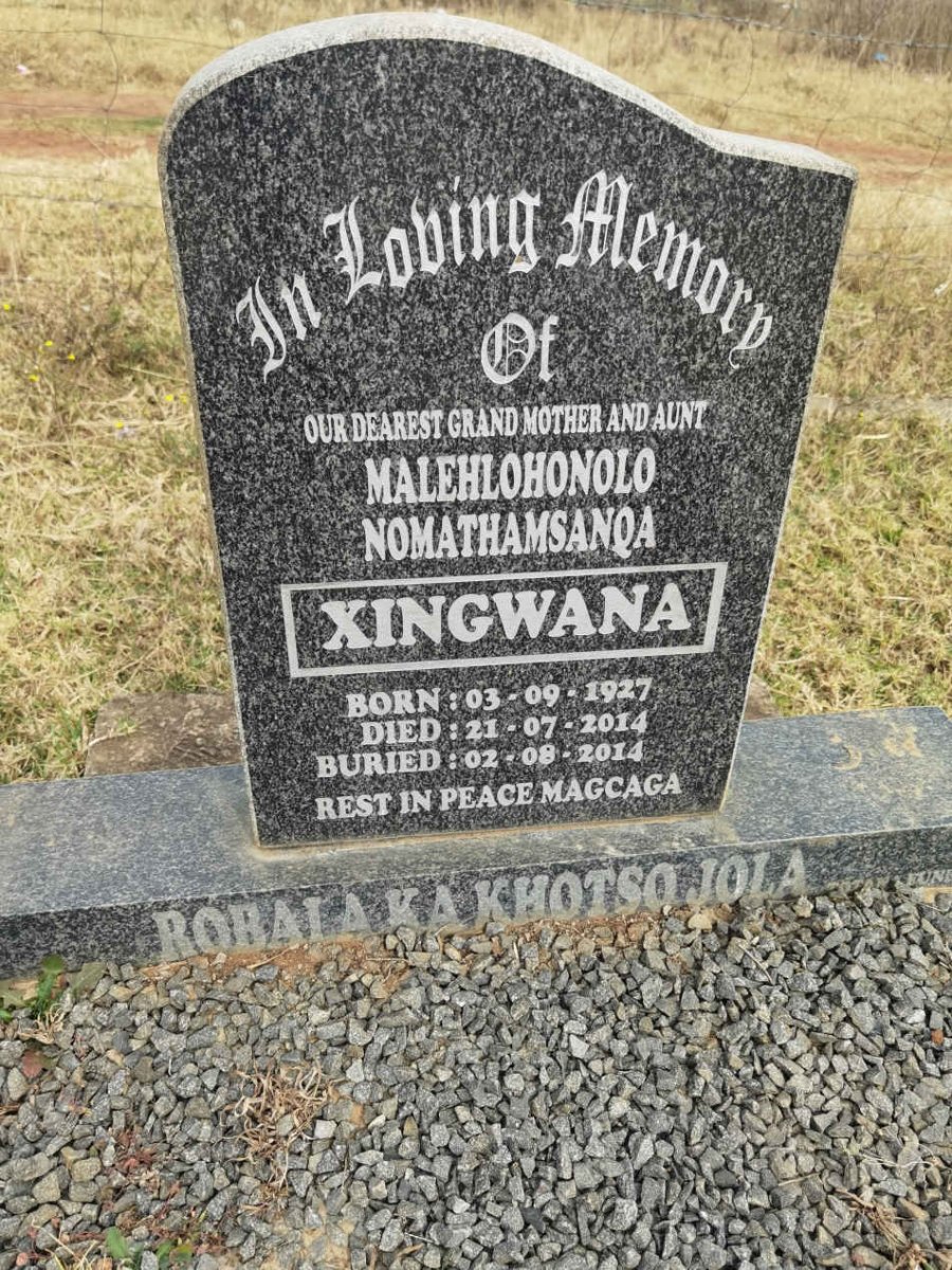 XINGWANA Malehlohonolo Nomathamsanqa 1927-2014