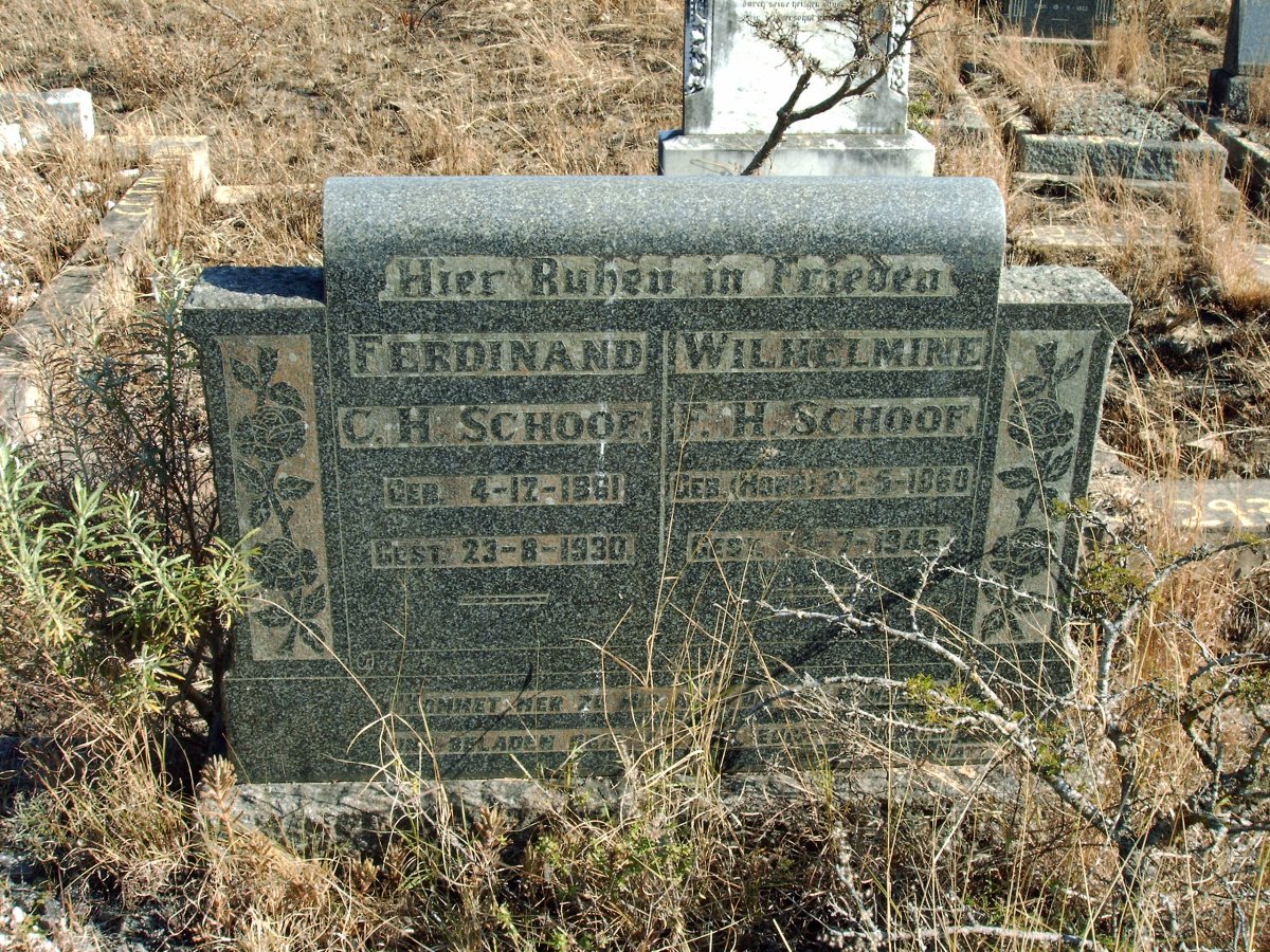 SCHOOF Ferdinand C.H. 1861-1930 &amp; Wilhelmine F.H. HORN 1860-1946