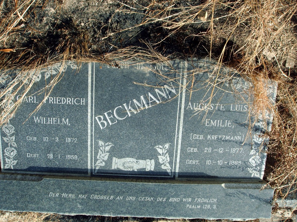 BECKMANN Carl Friedrich Wilhelm 1872-1958 &amp; Auguste Luise Emilie KRETZMANN 1877-1968