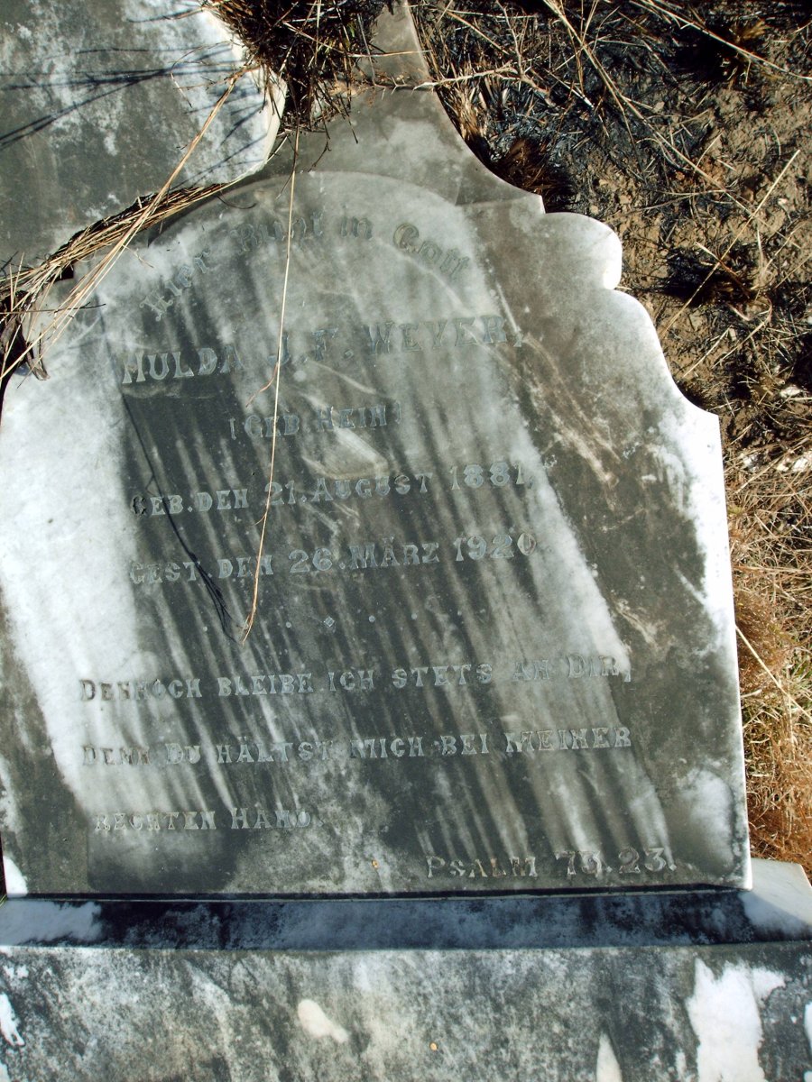 WEYER Hulda J.F. nee HEIN 1881-1920