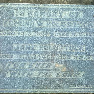 HOLDSTOCK Edmund W. 184?- 1919 &amp; Jane 1846-1938