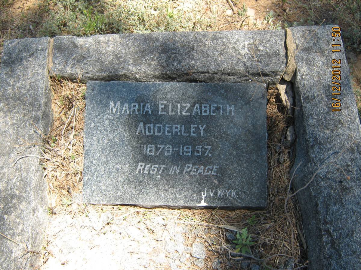 ADDERLEY Maria Elizabeth 1879-1957