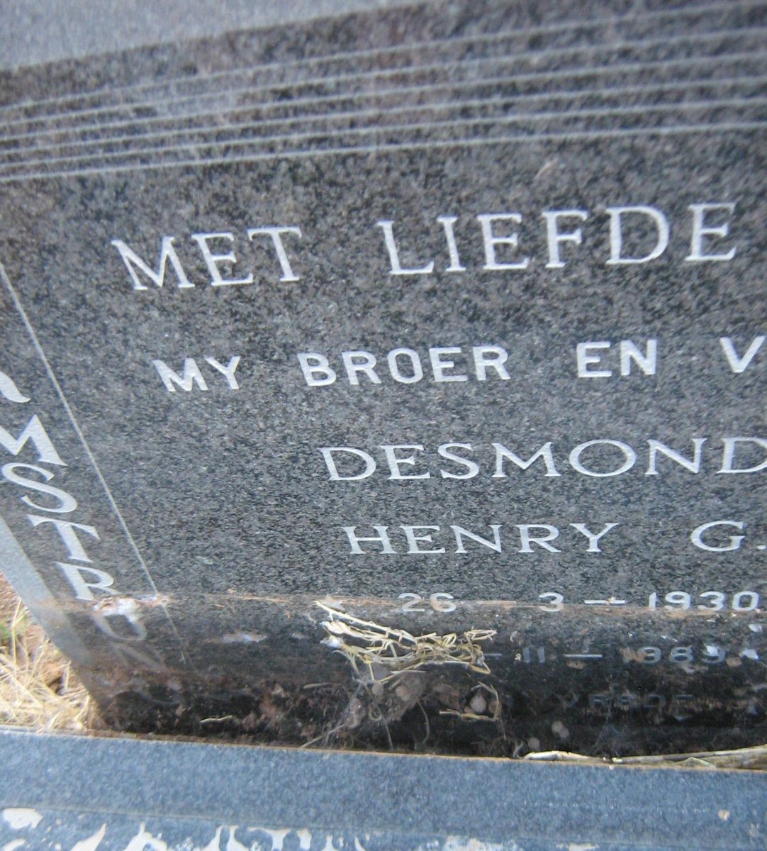 ARMSTRONG Desmond Henry G. 1930-1989