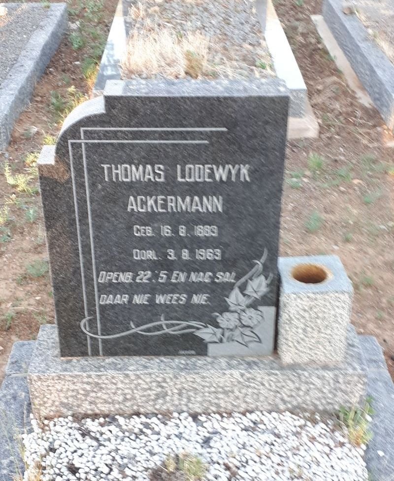 ACKERMANN Thomas Lodewyk 1883-1963