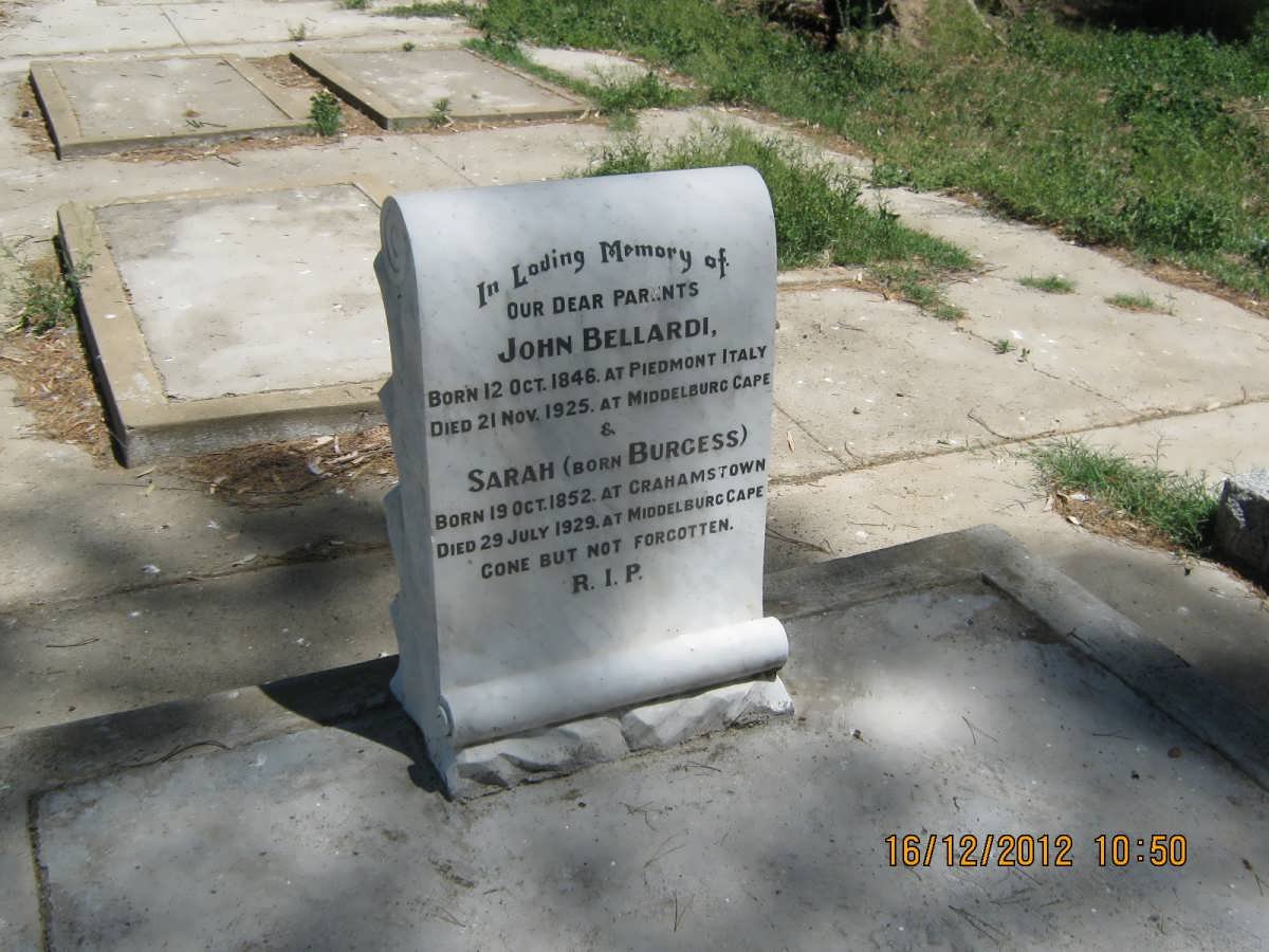 BELLARDI John 1846-1925 &amp; Sarah BURGESS 1852-1929
