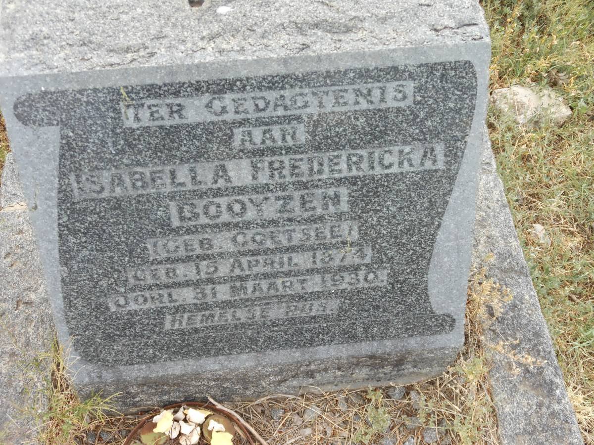 BOOYZEN Isabella Fredericka nee COETSEE 1874-1930