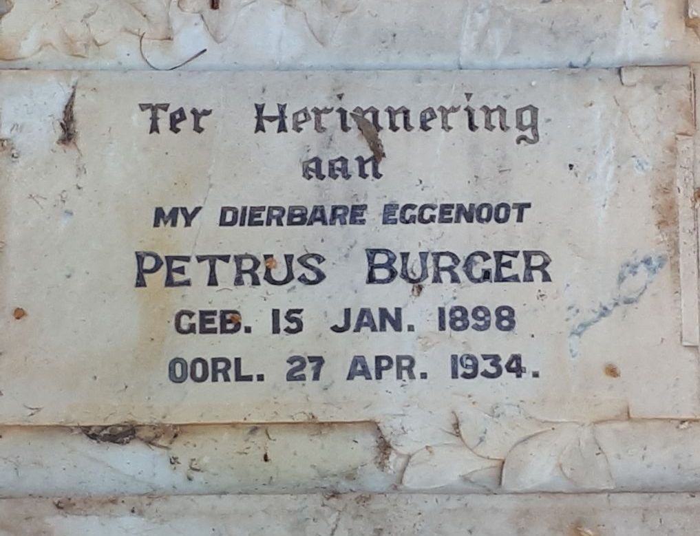 BURGER Petrus 1898-1934