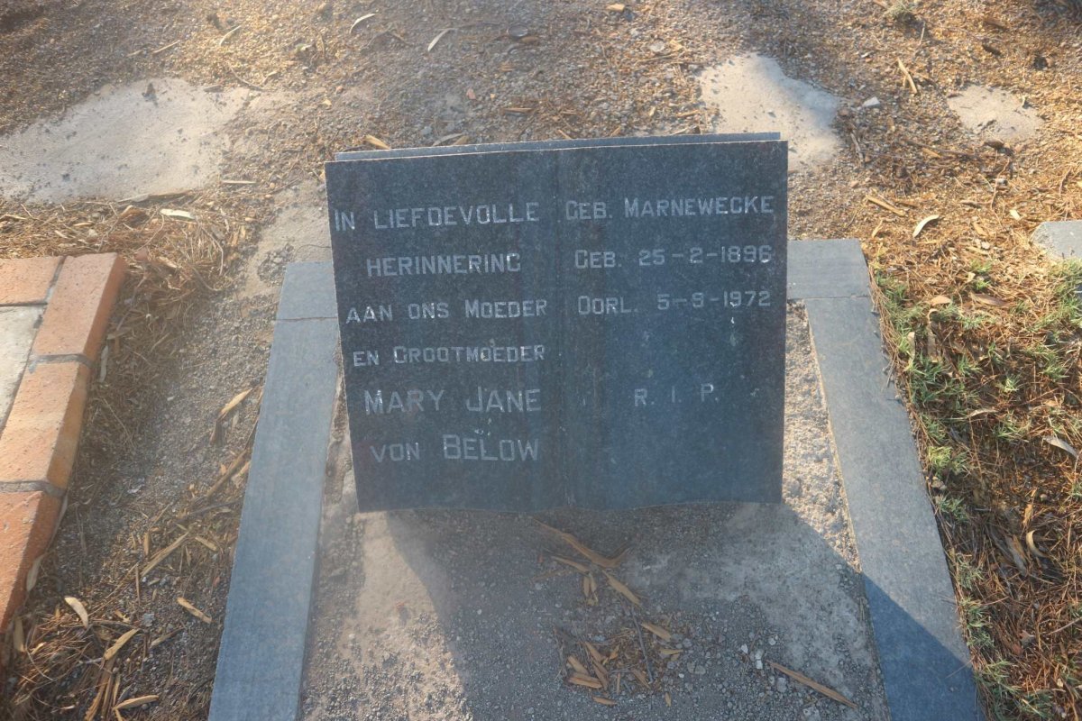 BELOW Mary Jane, von nee MARNEWECKE 1896-1972
