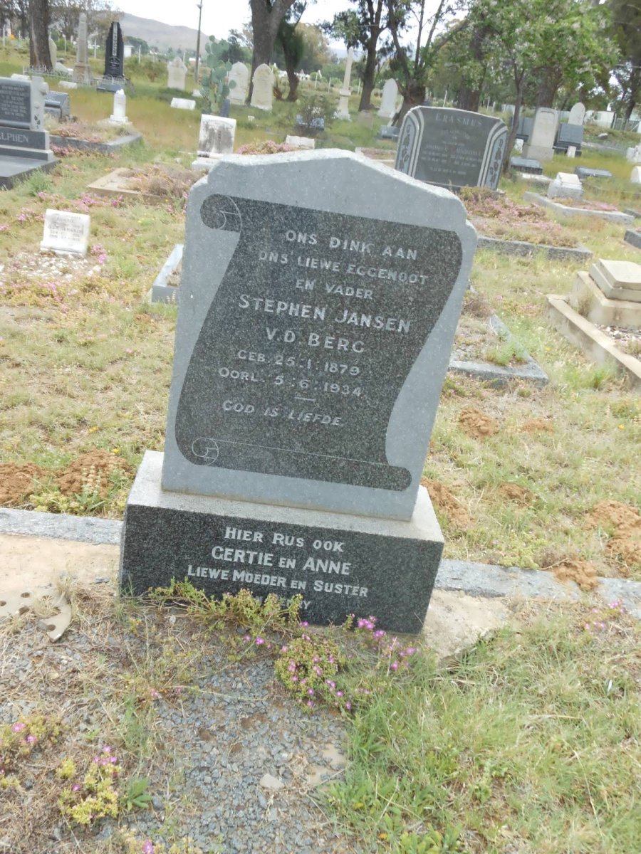 BERG Stephen Jansen, V.D. 1879-1934 :: V.D. BERG Gertie :: V.D. BERG Anne 
