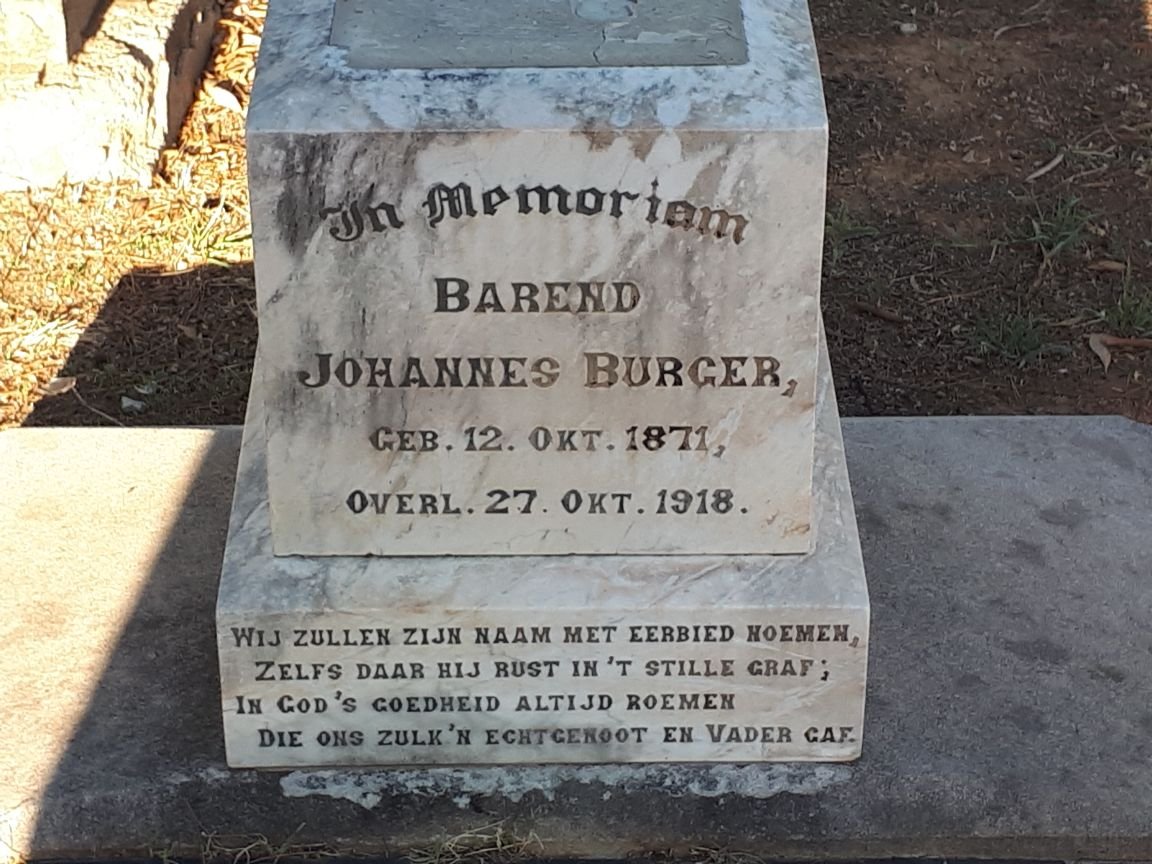 BURGER Barend Johannes 1871-1918