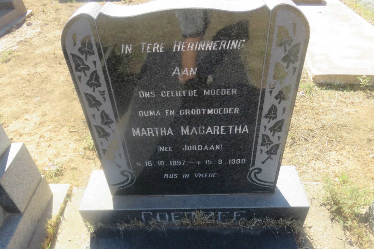 COETZEE Martha Magaretha nee JORDAAN 1897-1980