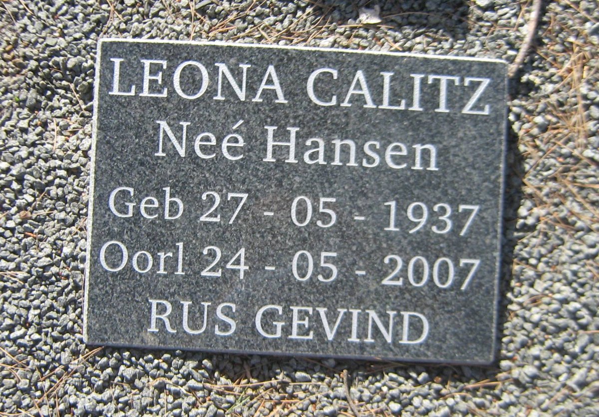 CALITZ Leona nee HANSEN 1937-2007