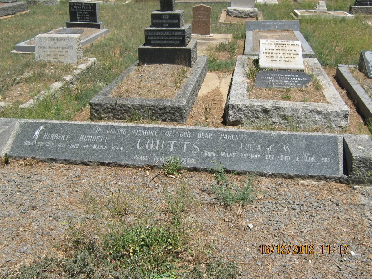 COUTTS Herbert Burdett 1872-1944 &amp; Lucia C.W. WILMS 1882-1965