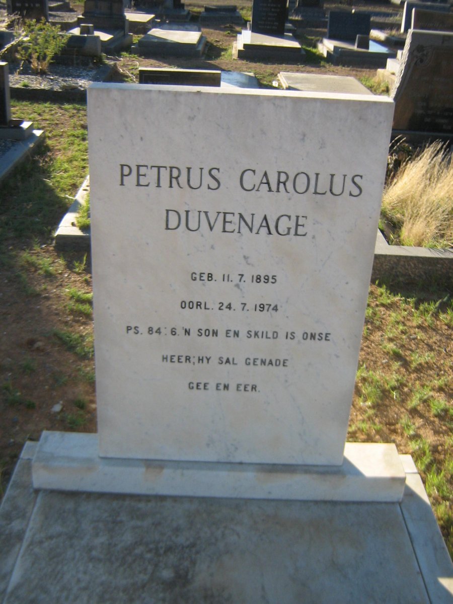 DUVENAGE Petrus Carolus 1895-1974