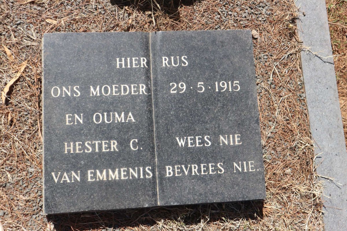 EMMENIS Hester C., van 1915-