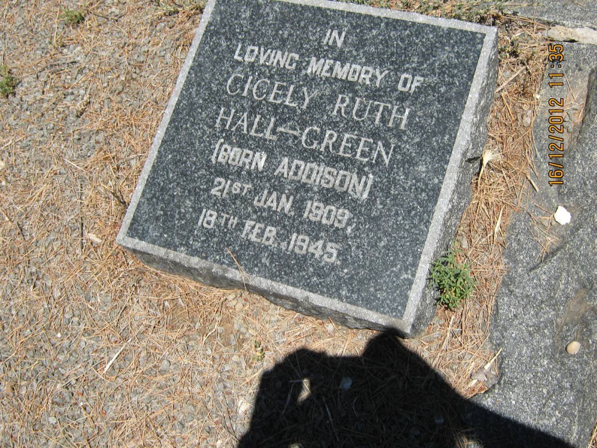 GREEN Cicely Ruth, HALL nee ADDISON 1909-1945