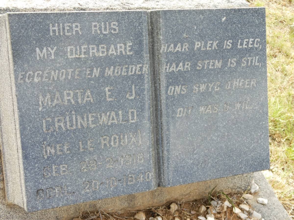 GRÜNEWALD Marta E.J. nee LE ROUX 1918-1940
