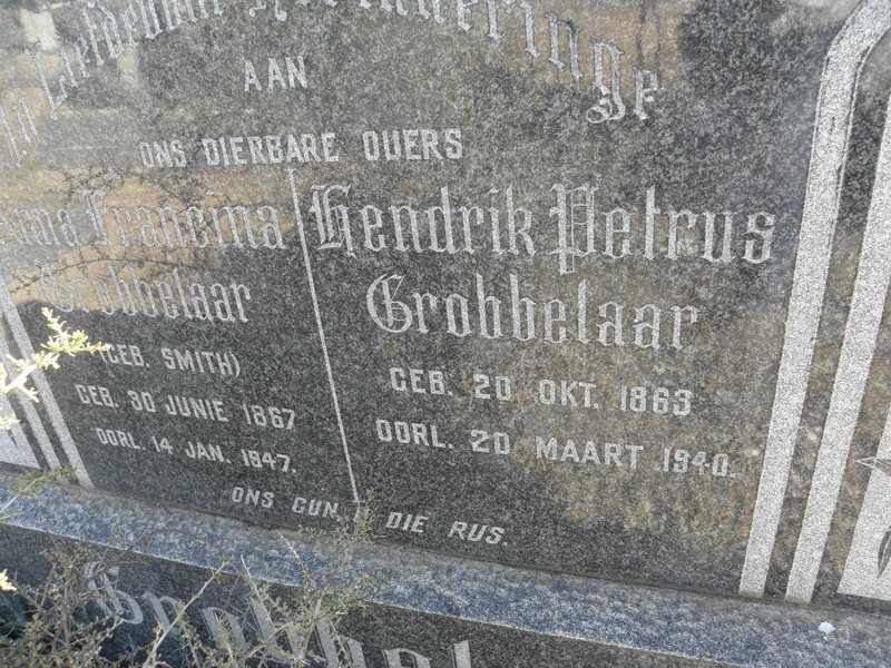 GROBBELAAR Hendrik Petrus 1863-1940 &amp; Anna Francina SMITH 1867-1947