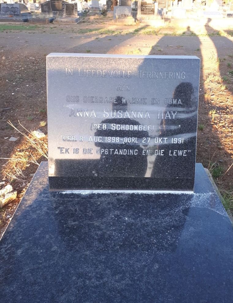 HAY Anna Susanna nee SCHOOMBEE 1898-1991